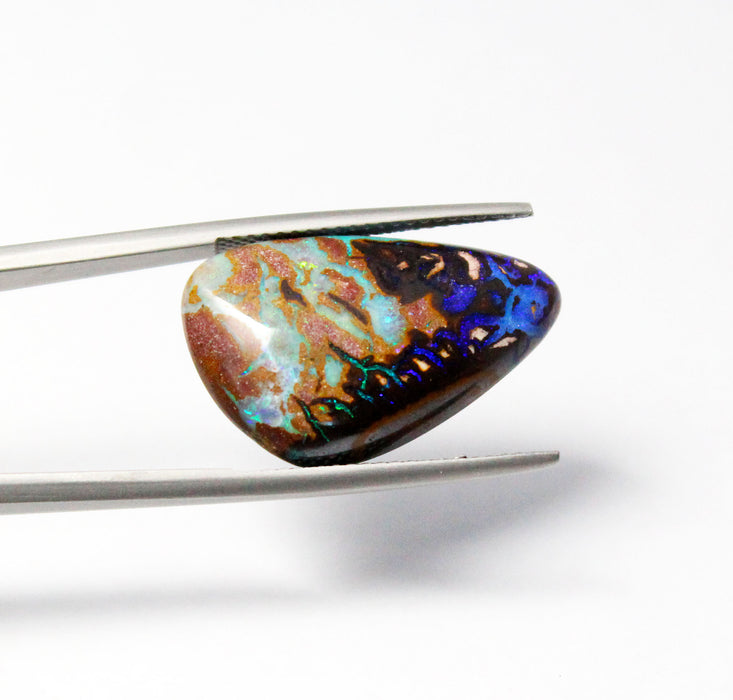 Australian boulder opal diamond 14k white gold pendant necklace - Ready to ship CLICK HERE - Sarah Hughes - 16