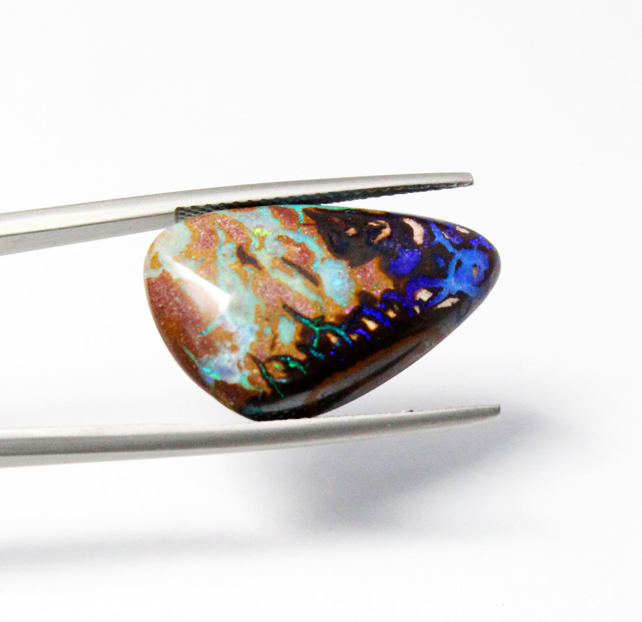 Australian boulder opal diamond 14k white gold pendant necklace - Ready to ship CLICK HERE - Sarah Hughes - 18