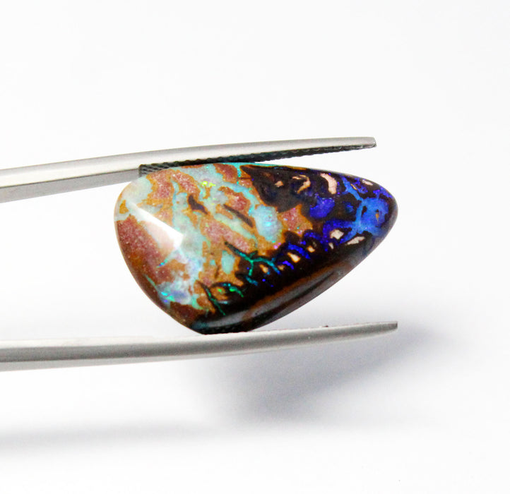 Australian boulder opal diamond 14k white gold pendant necklace - Ready to ship CLICK HERE - Sarah Hughes - 18