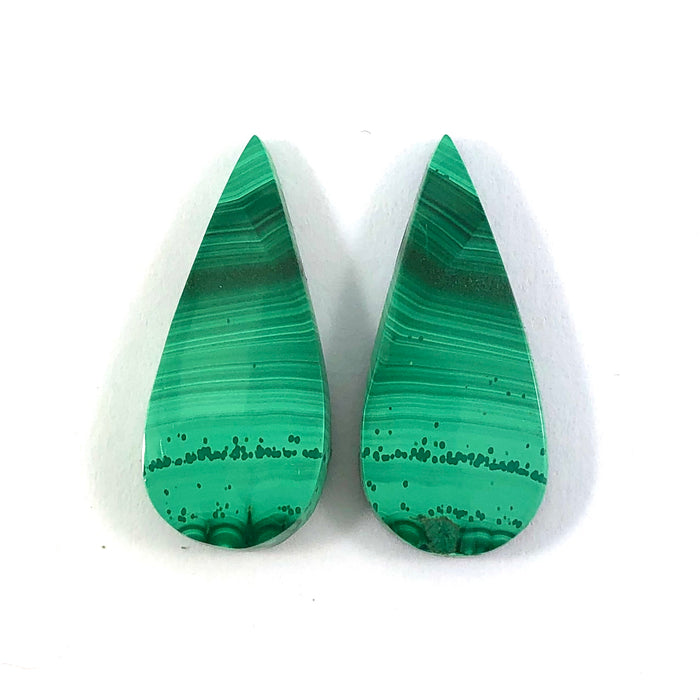 Malachite matched pair oval cut 20.12 carat cabochons - Buy loose or make your custom order